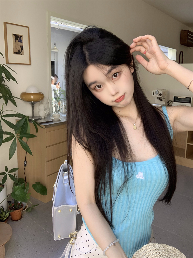 實拍 吊帶背心女春夏修身針織短款上衣