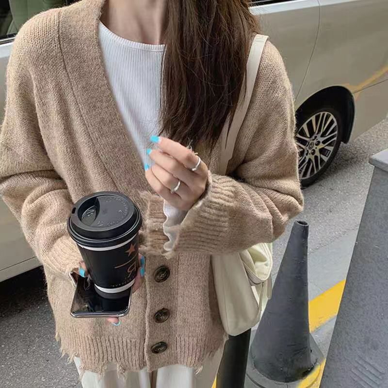 法式初戀奶fufu軟糯慵懶風開衫毛衣外套裝多巴胺加厚針織衫女