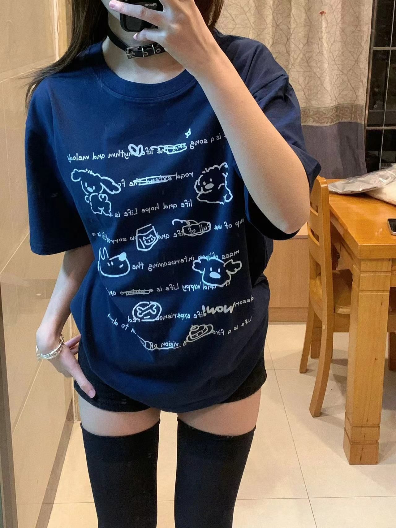 高質量純棉220克精梳緊密手感好直播品質前印花短袖t恤女