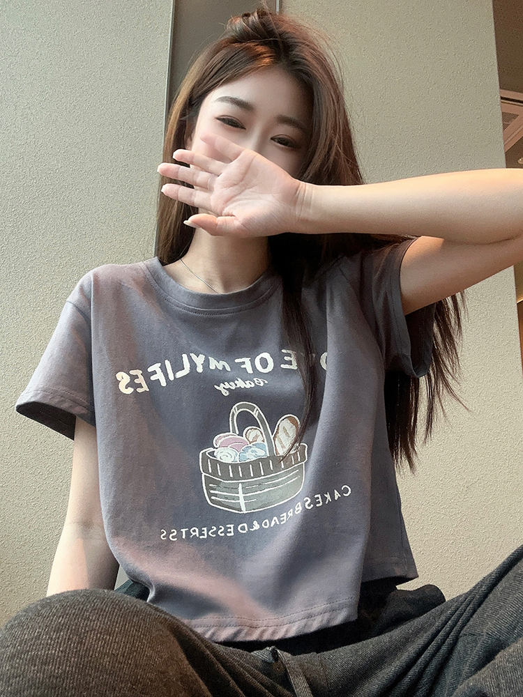 原創~實拍~正肩純棉短袖T恤女印花短上衣