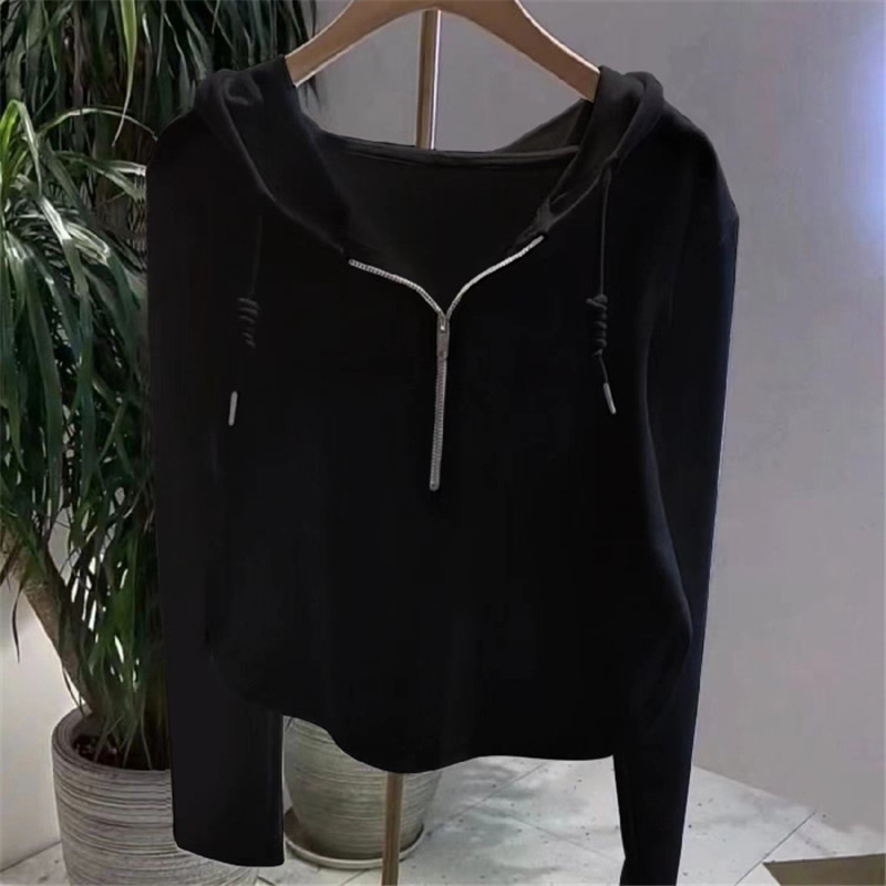 6902# 不規則純色連帽衛衣女秋季新款洋氣長袖