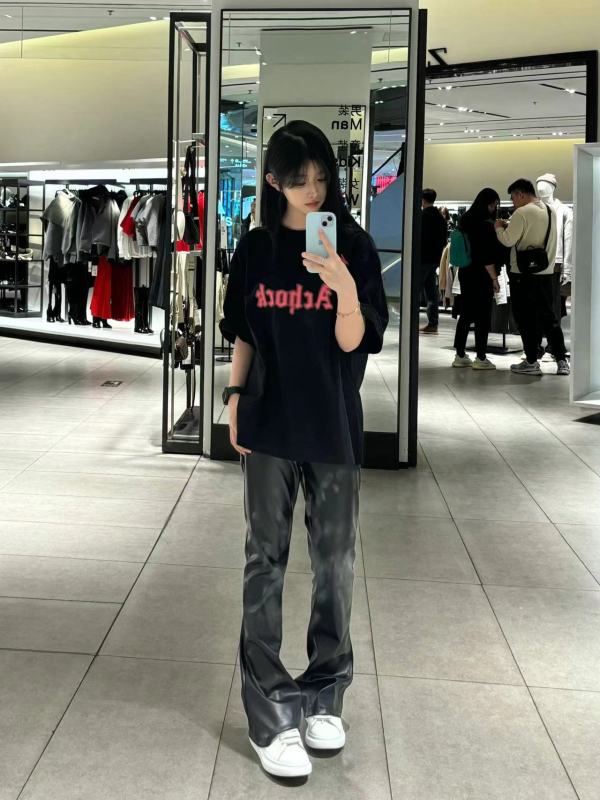 高質量純棉220克精梳緊密手感好直播品質前印花短袖t恤女