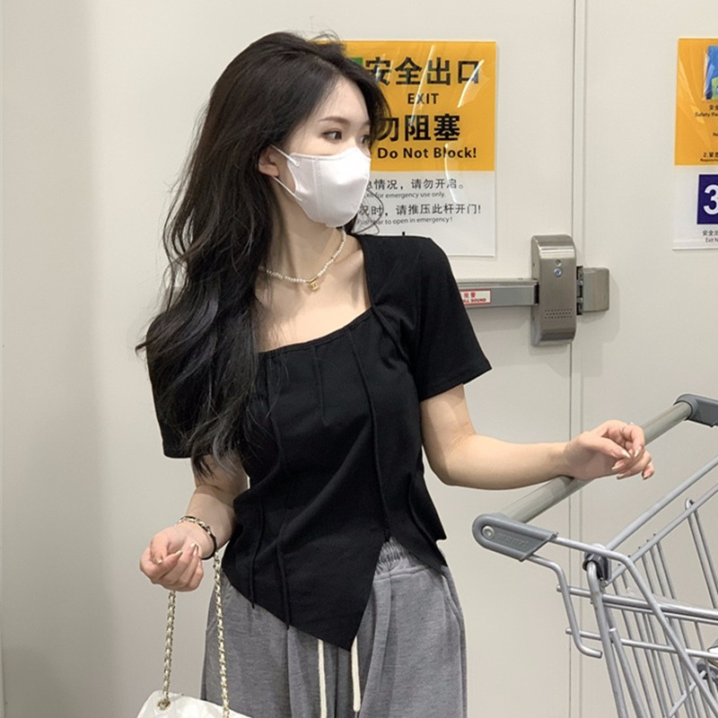 重工chic別致獨特甜辣妹正肩短袖女 原版布料