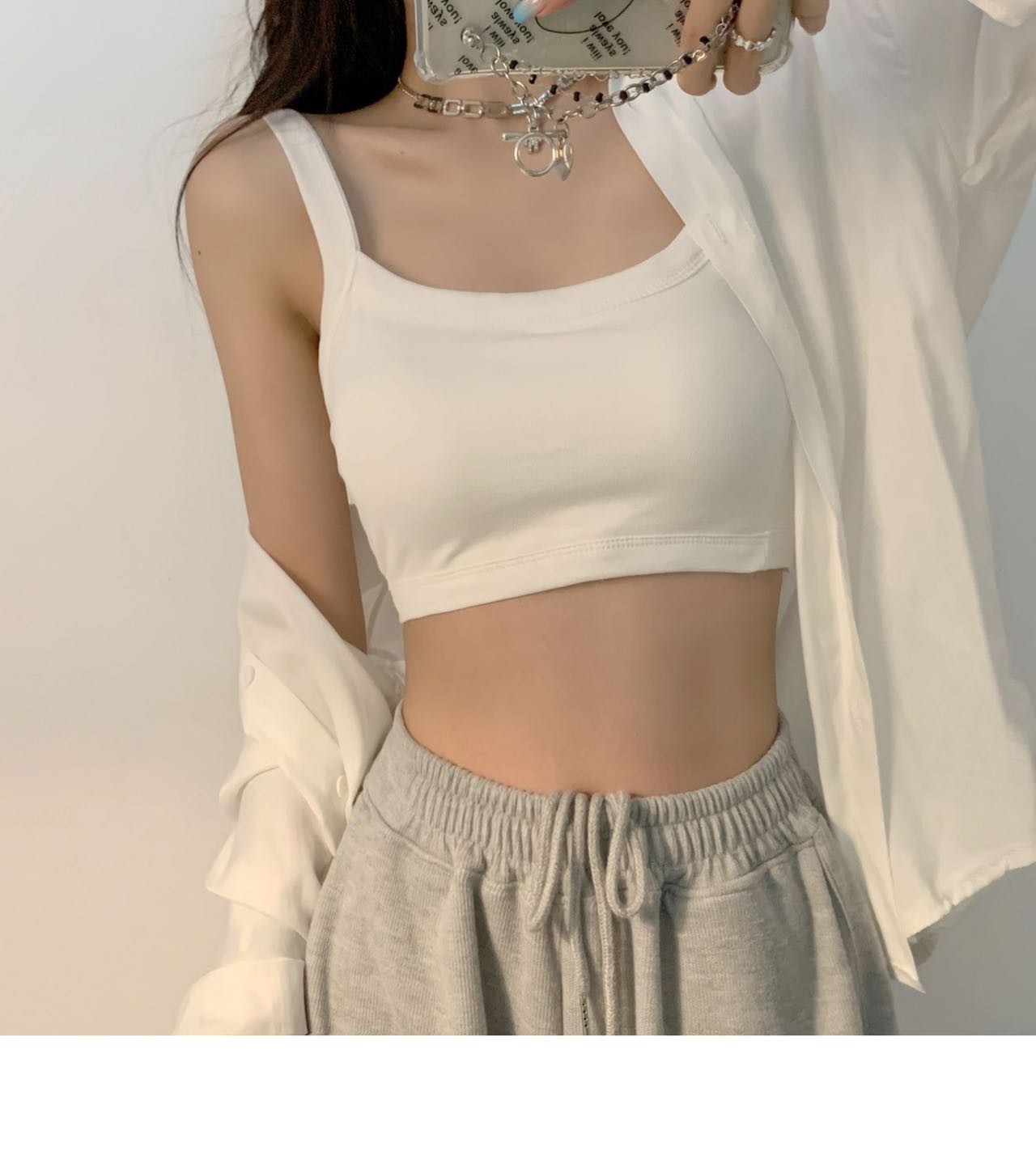 吊帶背心韓版女設計感小眾ins純色修身打底內衣固定杯
