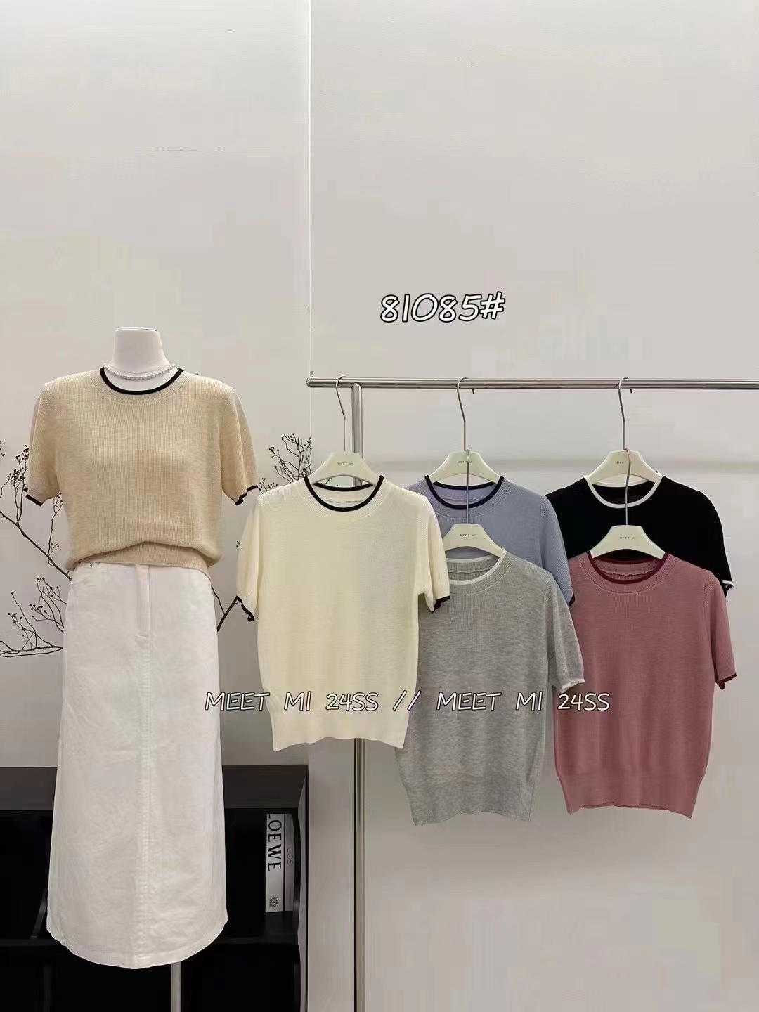 BB家簡約韓系溫柔拼接短袖寬鬆圓領冰絲不透夏季熱賣新款