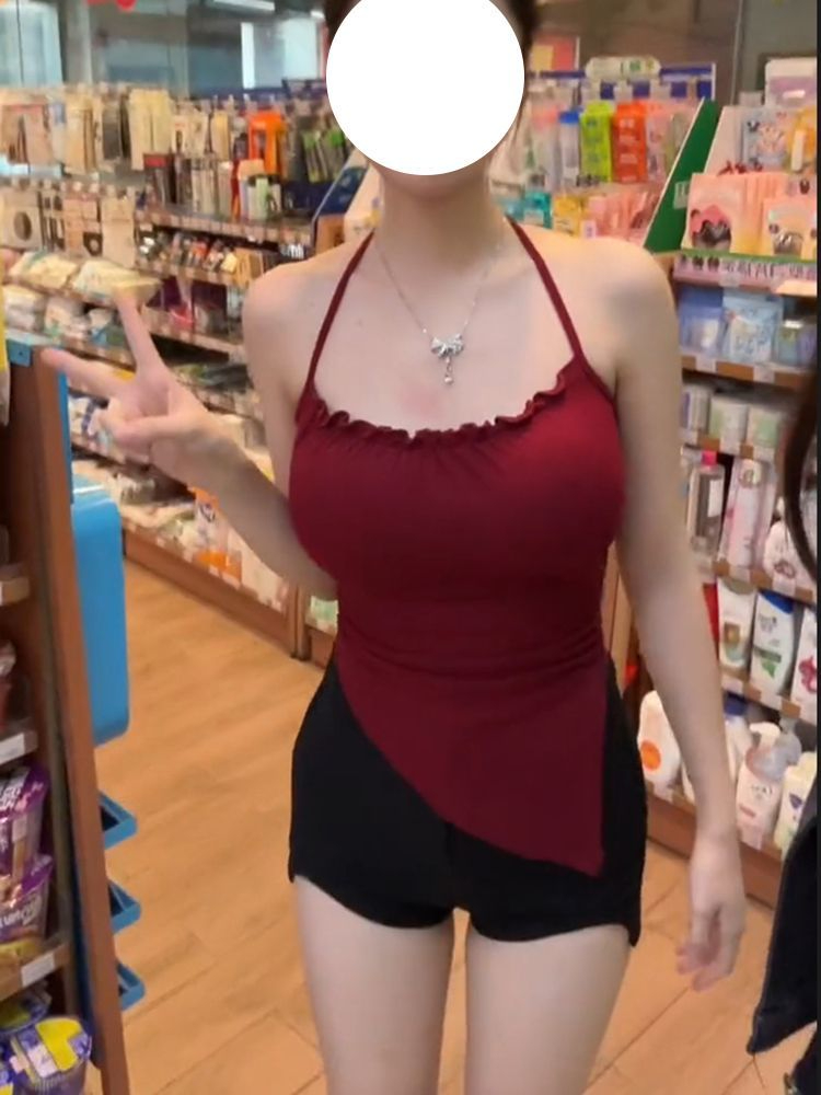 純欲性感掛脖吊帶背心女穿搭熱辣美式別致絕美上衣
