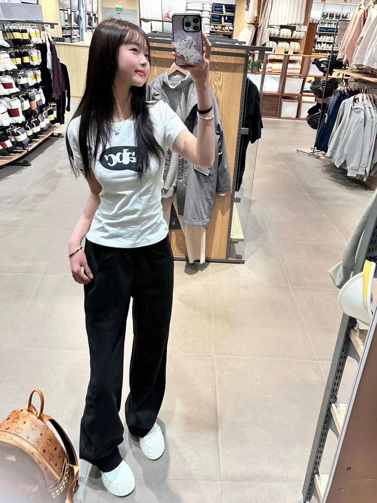 純棉210克40支奧代爾帶彈力直播品質前 印花修身短袖t恤女