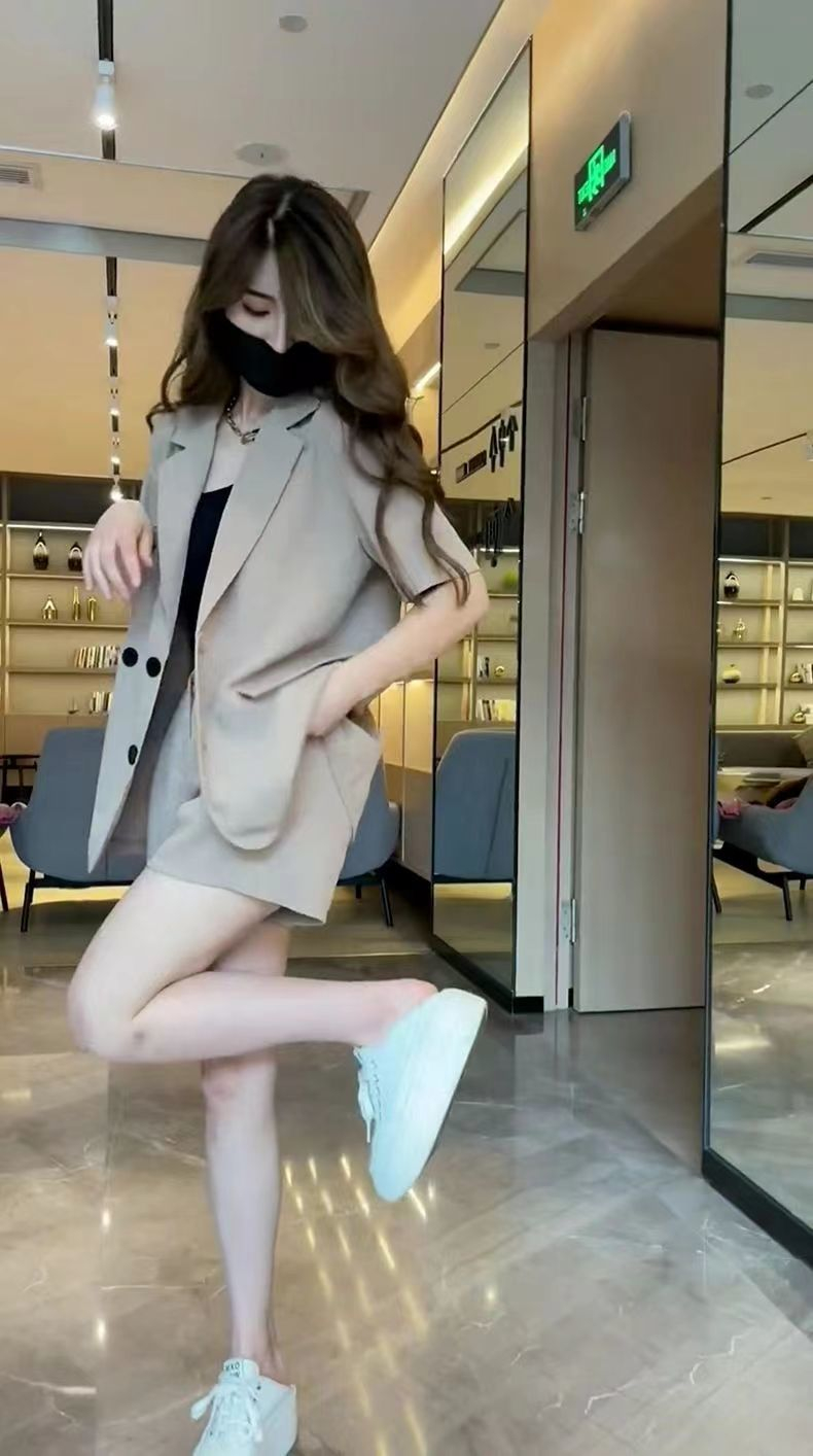 西裝套裝女裝夏季韓版寬鬆氣質學院風減齡溫柔系職業涼快垂感抗皺
