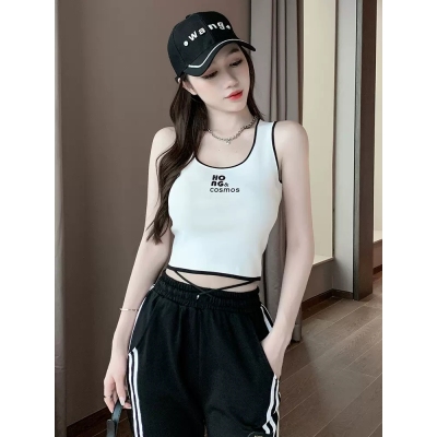 性感辣妹吊帶設計感小眾背心女夏外穿高腰修身露出臍針織內搭上衣