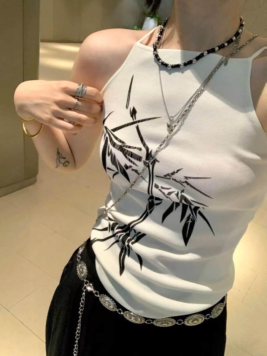 國風吊帶背心女夏新款辣妹設計感小眾別致新中式外穿無袖掛脖上衣