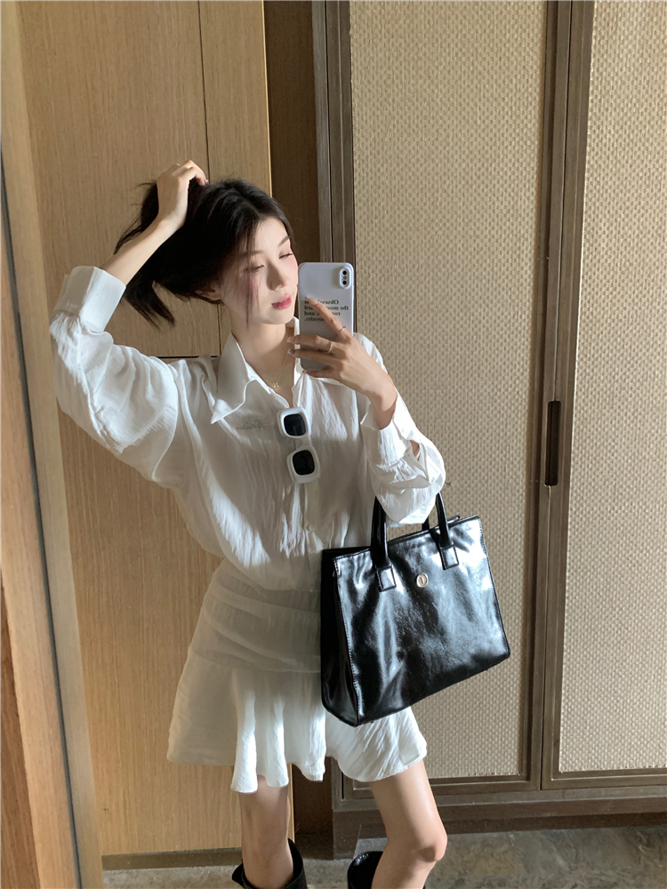 Real shot~fake two-piece temperament shirt dress for women