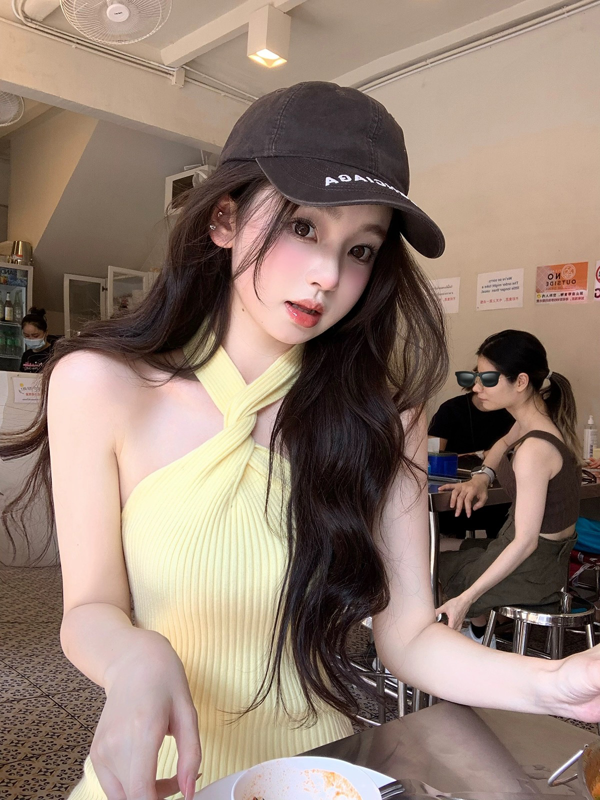 性感純欲掛脖針織連衣裙包臀短裙心機扭結美背彈力無袖背心毛衣裙