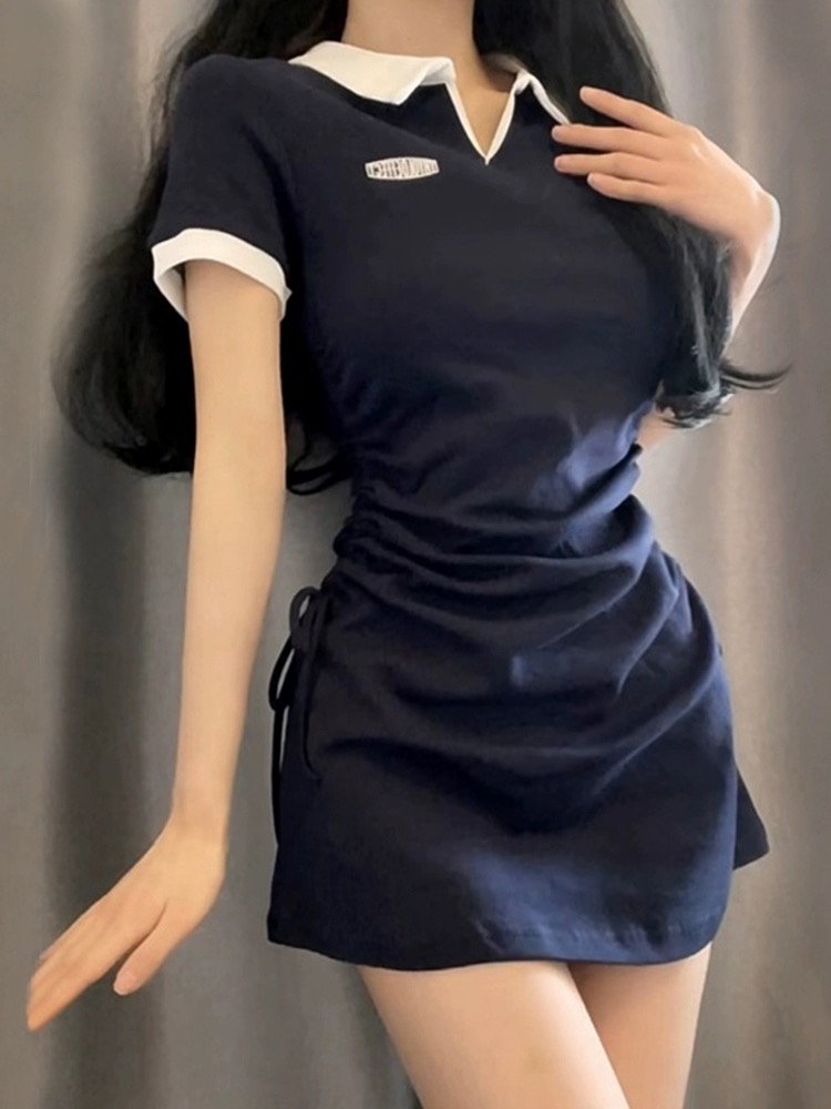 polo連衣裙女夏季2024新款設計感小眾小個子法式辣妹包臀氣質短裙