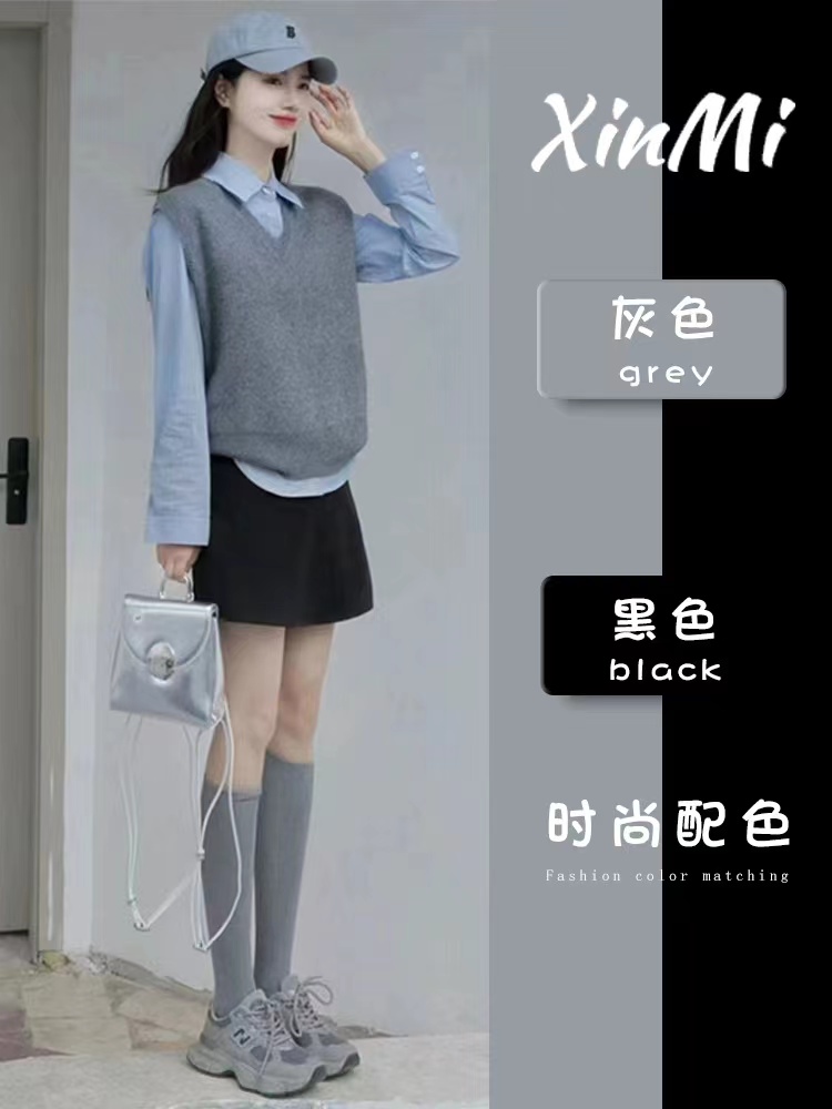 初春穿搭一整套春裝女2024年新款chic甜辣連衣裙鹽系韓劇三件套裝
