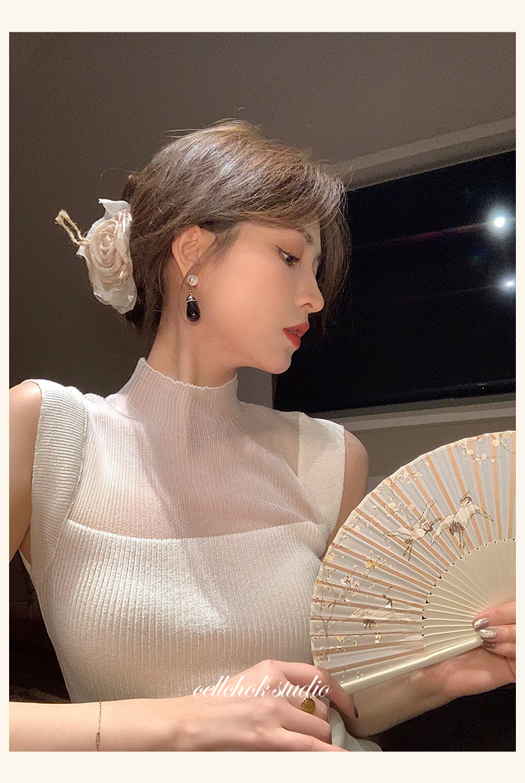 剩飯cellchok法式無袖拼接針織衫女春季新款高級感別致小眾上衣