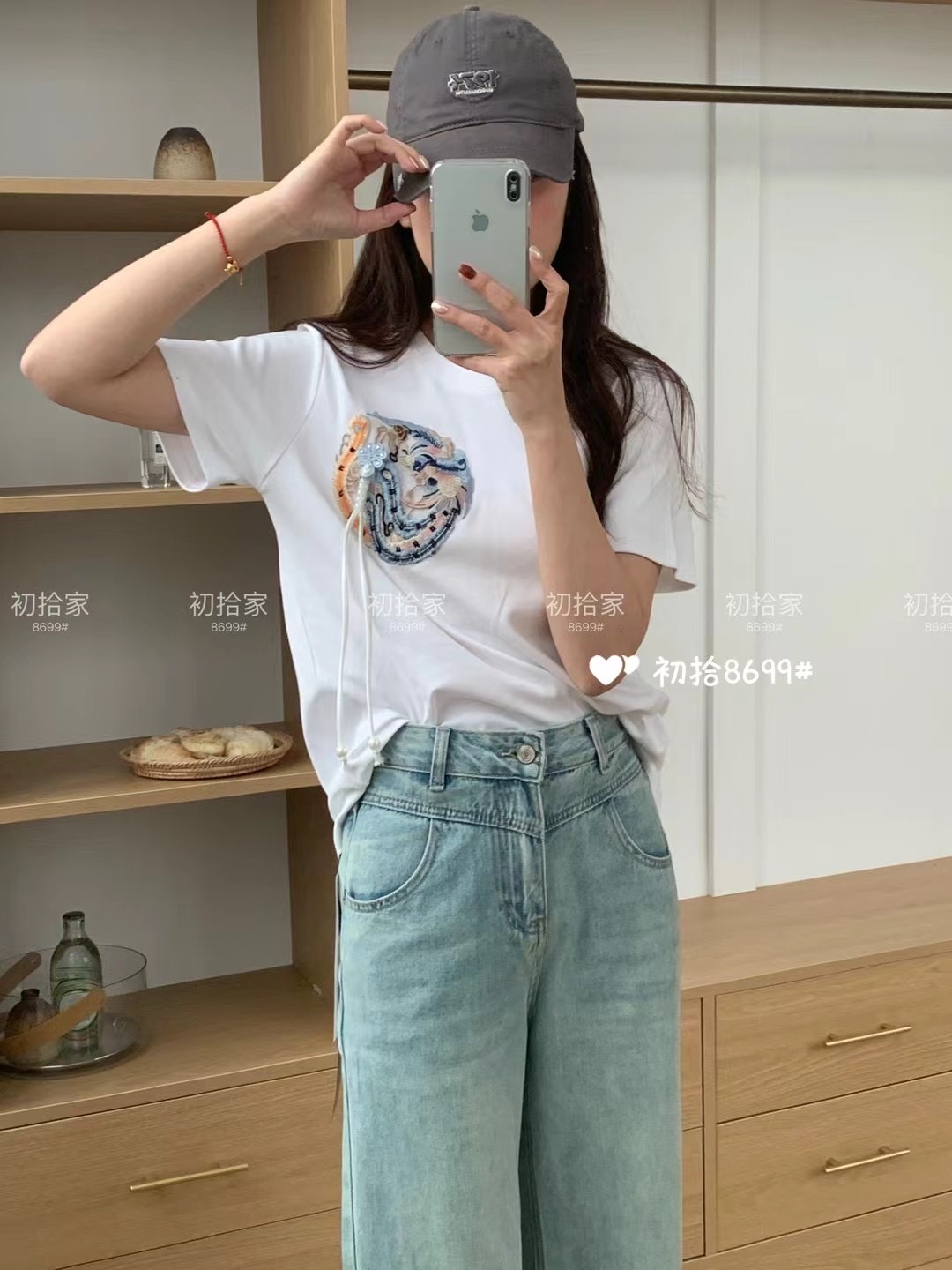 新中式國風短袖T恤女2024春裝新款圓領寬鬆慵懶休閒國潮打底上衣