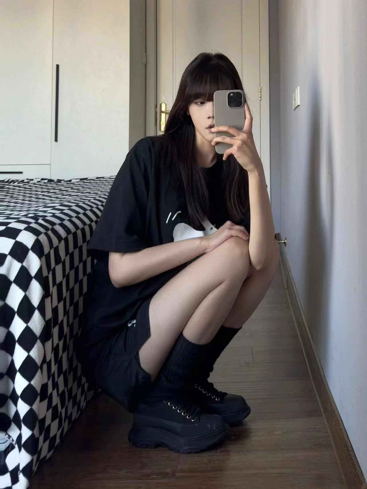 高質量純棉220克精梳緊密手感好直播品質前印花短袖t恤女