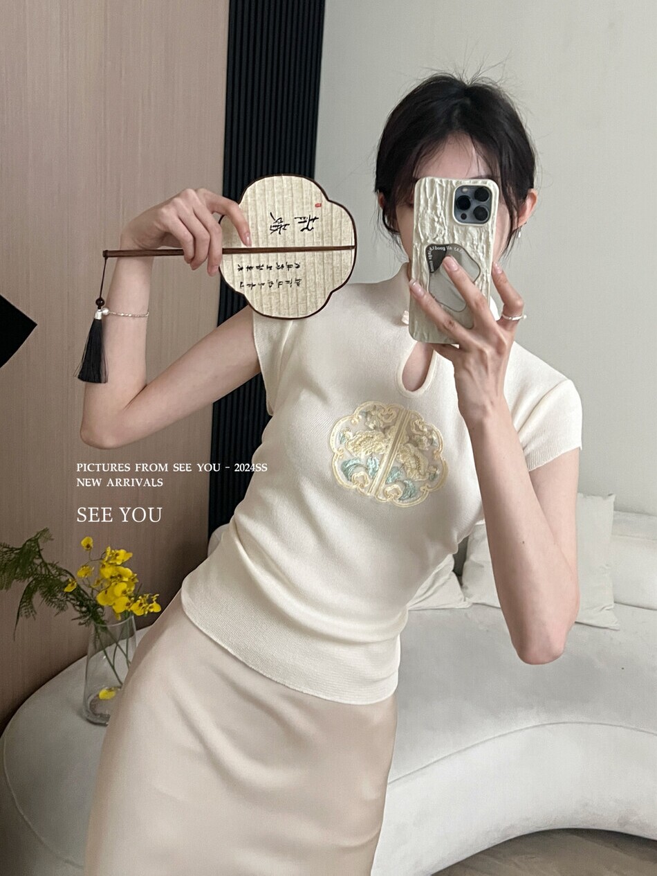 see you新中式國風無袖背心女