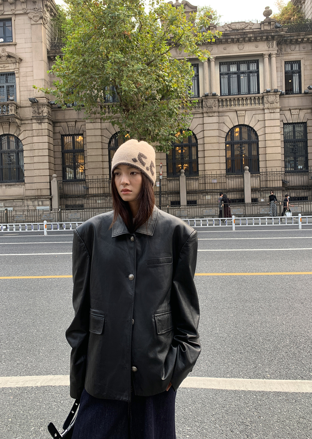 2024春季新款PU皮西裝服皮衣外套寬鬆顯瘦秋冬棉上衣新