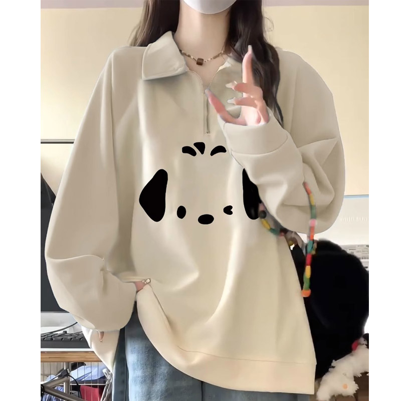 polo領衛衣女早春款2024新款小個子藝術生奶乖長袖上衣