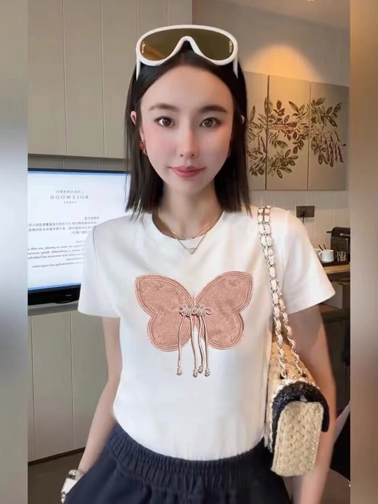 新中式中國風復古刺繡拼接短袖t恤女夏季新款高級感洋氣寬鬆上衣