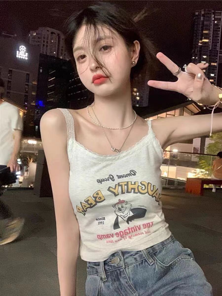 260隨心裁小眾印花設計夏季新款辣妹修身背心潮