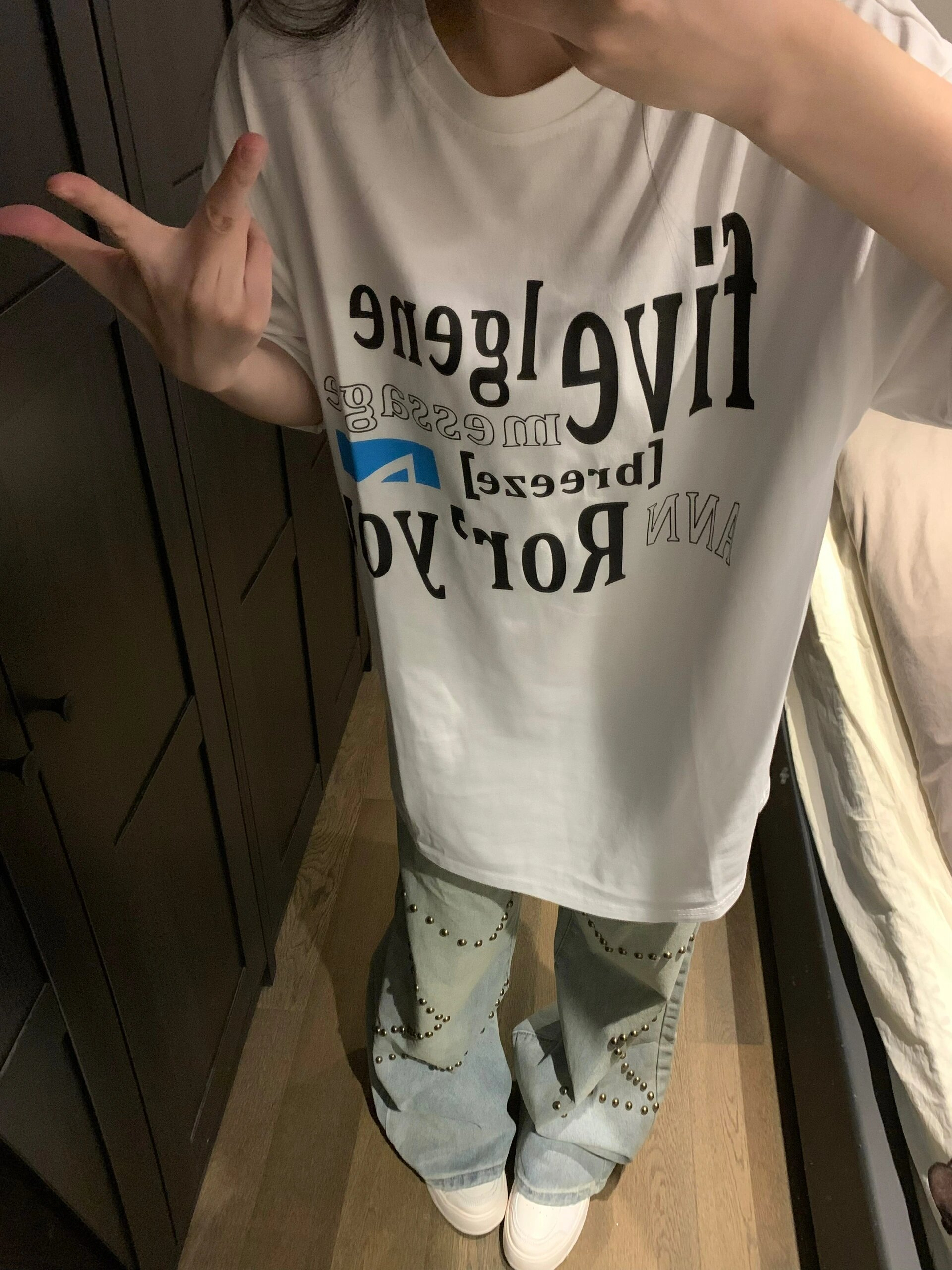 純棉 天貓質量 潮牌慵懶風字母印花寬鬆百搭T恤