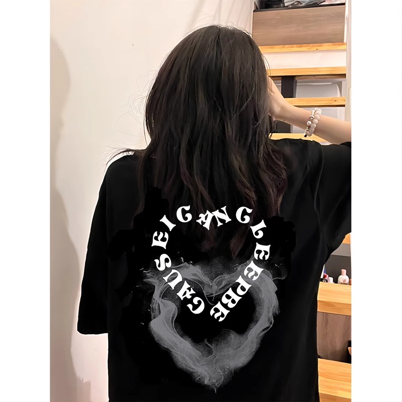 高質量純棉220克精梳緊密手感好直播品質前後印花短袖t恤女