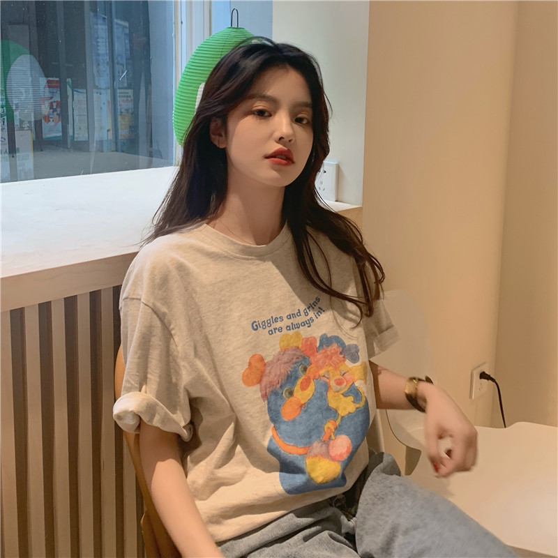 官圖 重磅/精梳純棉 後包領 有縫邊 S-XXXL 夏裝短袖T恤女