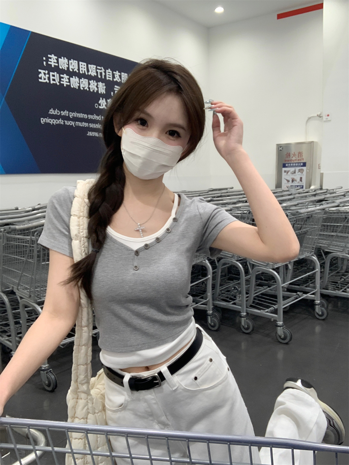 實拍 春夏韓版修身小個子撞色假兩件紐扣設計純棉短袖T恤上衣