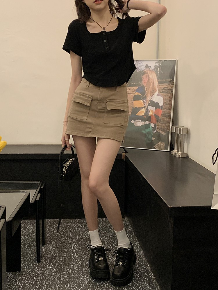 小個子短款T恤女2024夏新款韓系休閒顯瘦短袖上衣