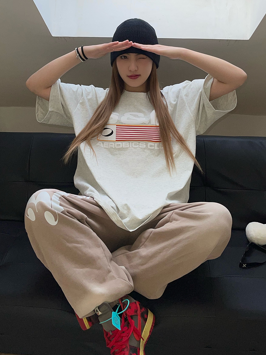 夏季美式復古SR印花短袖純棉重磅男女情侶款半袖T恤ins潮