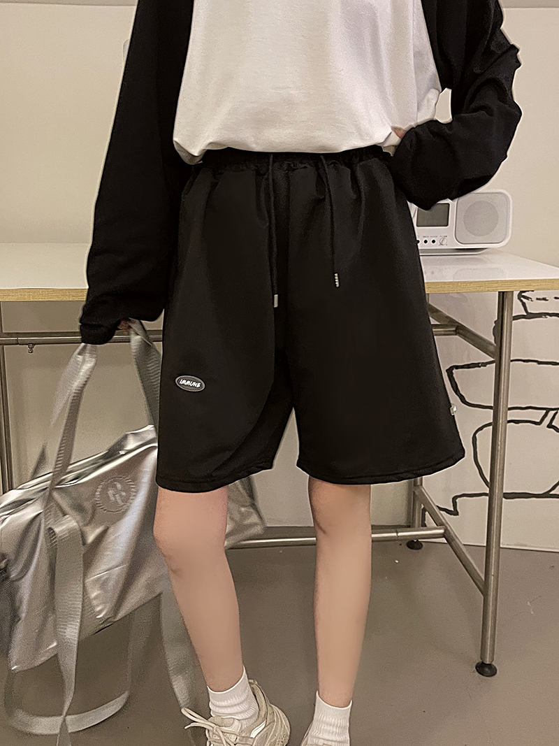 實拍 夏季韓版大碼S-4XL闊腿寬鬆高腰直筒顯瘦休閒運動五分褲女