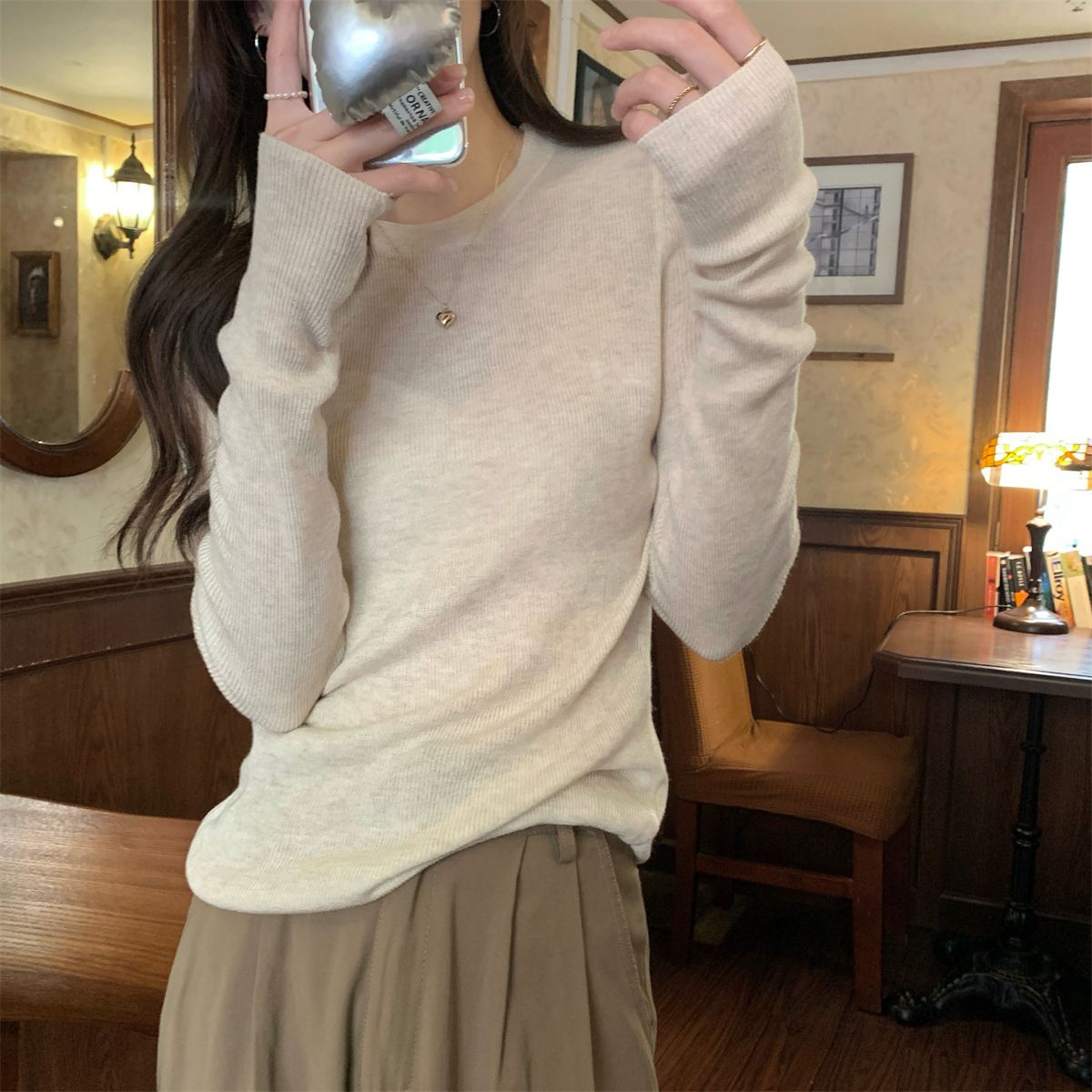 實拍 春夏韓系糖果色慵懶6羊毛百搭薄款針織長袖上衣女