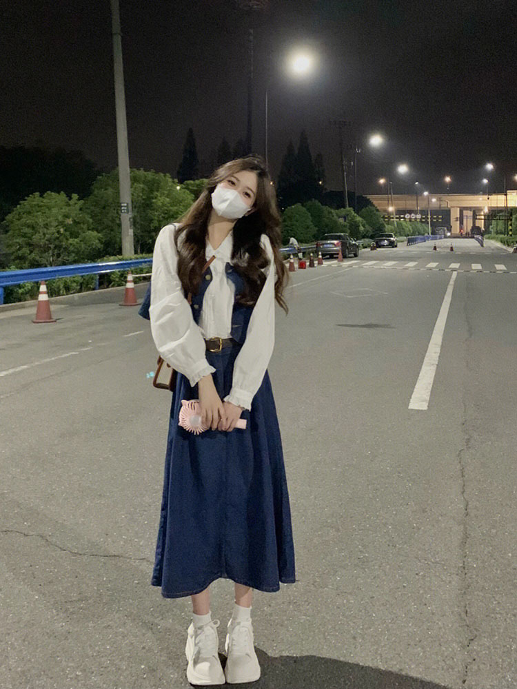 2024春秋新款小個子牛仔馬甲外套女顯瘦半身裙長裙子套裝三件套女