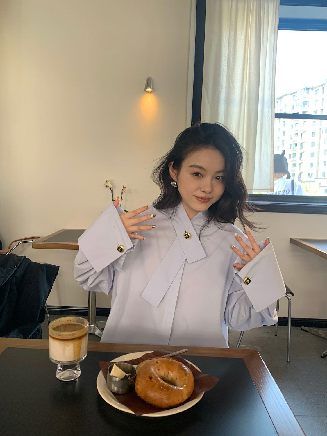 2024年早春新款韓系經典單排扣綁帶襯衫純色百搭長袖襯衣女裝