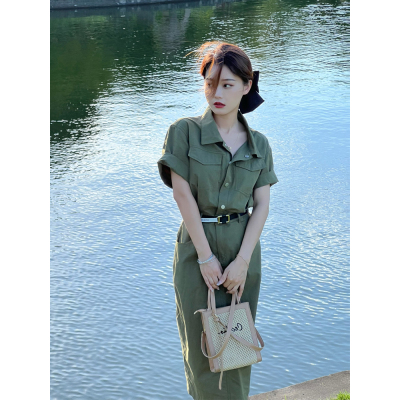 夏季女裝法式氣質高級感冷淡風牛仔polo領連衣裙子御姐輕熟風夏款