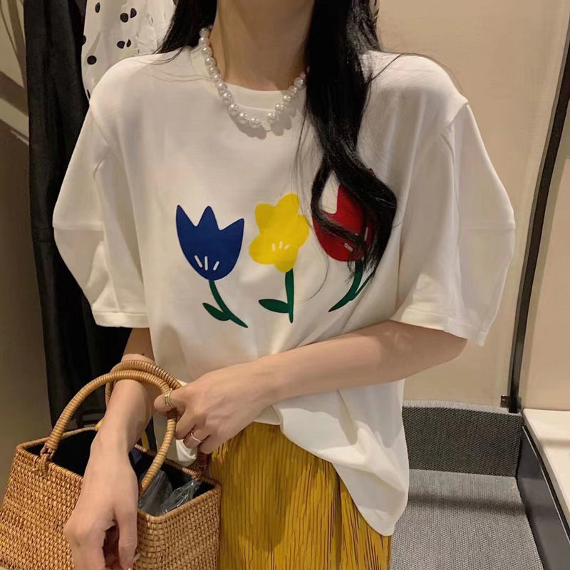 短袖t恤女夏季新款寬鬆韓版閨蜜裝香芋紫字母印花上衣服ins潮