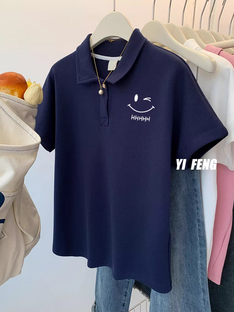 首發原版珠地面料polo翻領短袖t恤寬鬆連肩上衣
