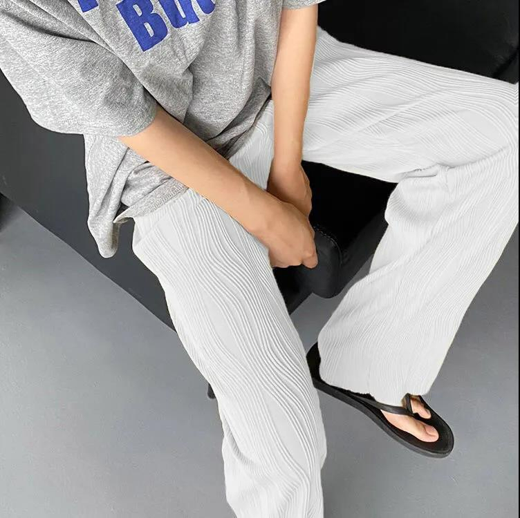白色闊腿褲女垂墜感寬鬆高腰休閒褲vibe風直筒拖地褲仙仙褲子