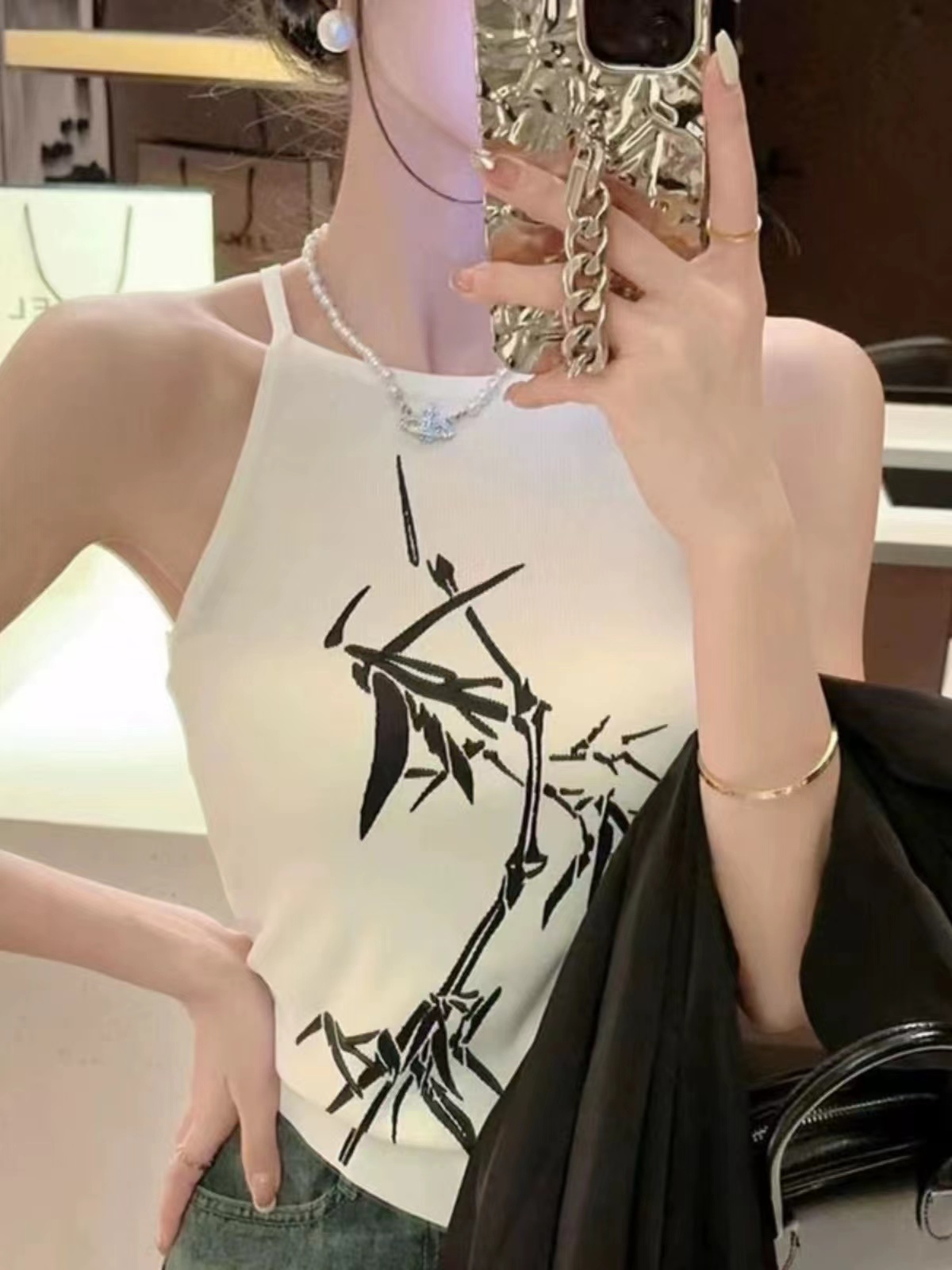 國風吊帶背心女夏新款辣妹設計感小眾別致新中式外穿無袖掛脖上衣