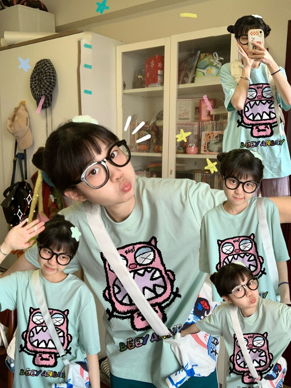 別致甜辣很仙的薄荷綠純棉短袖t恤女2024新款小個子寬鬆內搭上衣