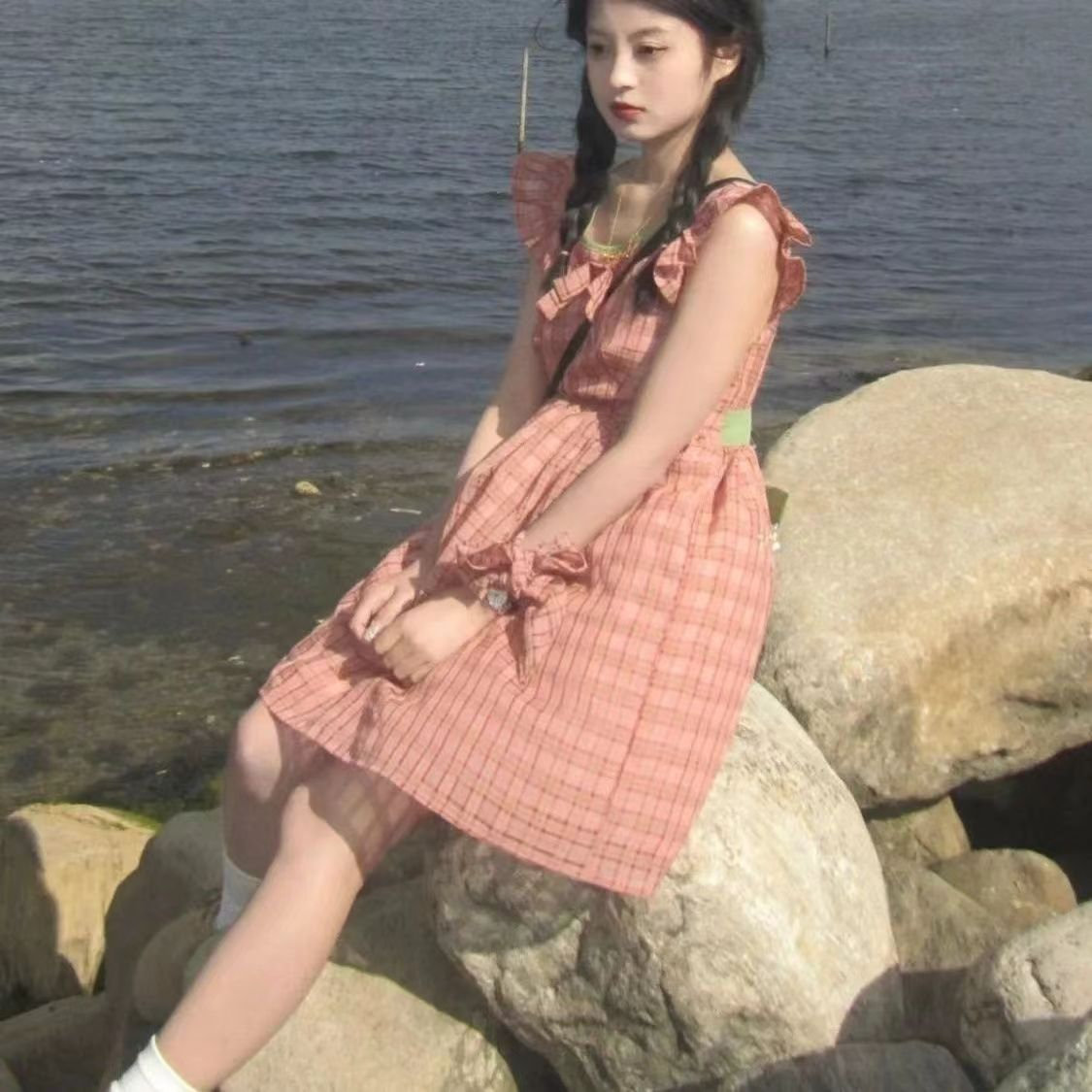 小飛飛袖連衣裙夏日女學生初戀娃娃裙