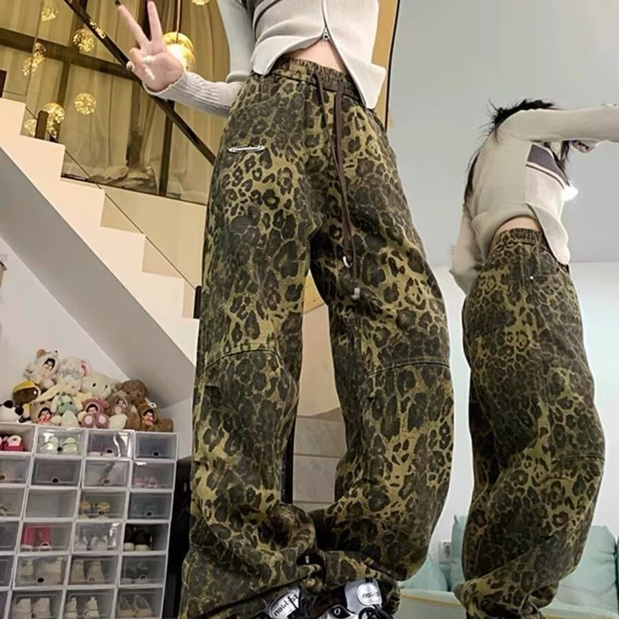 Original method of elasticated trousers work jeans for women, loose slimming and sexy floor-length trousers