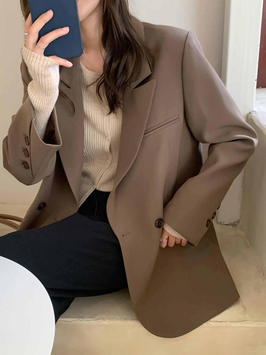 外套女春秋西裝西服寬鬆設計高級感墊肩內里小個子小西裝通勤女裝