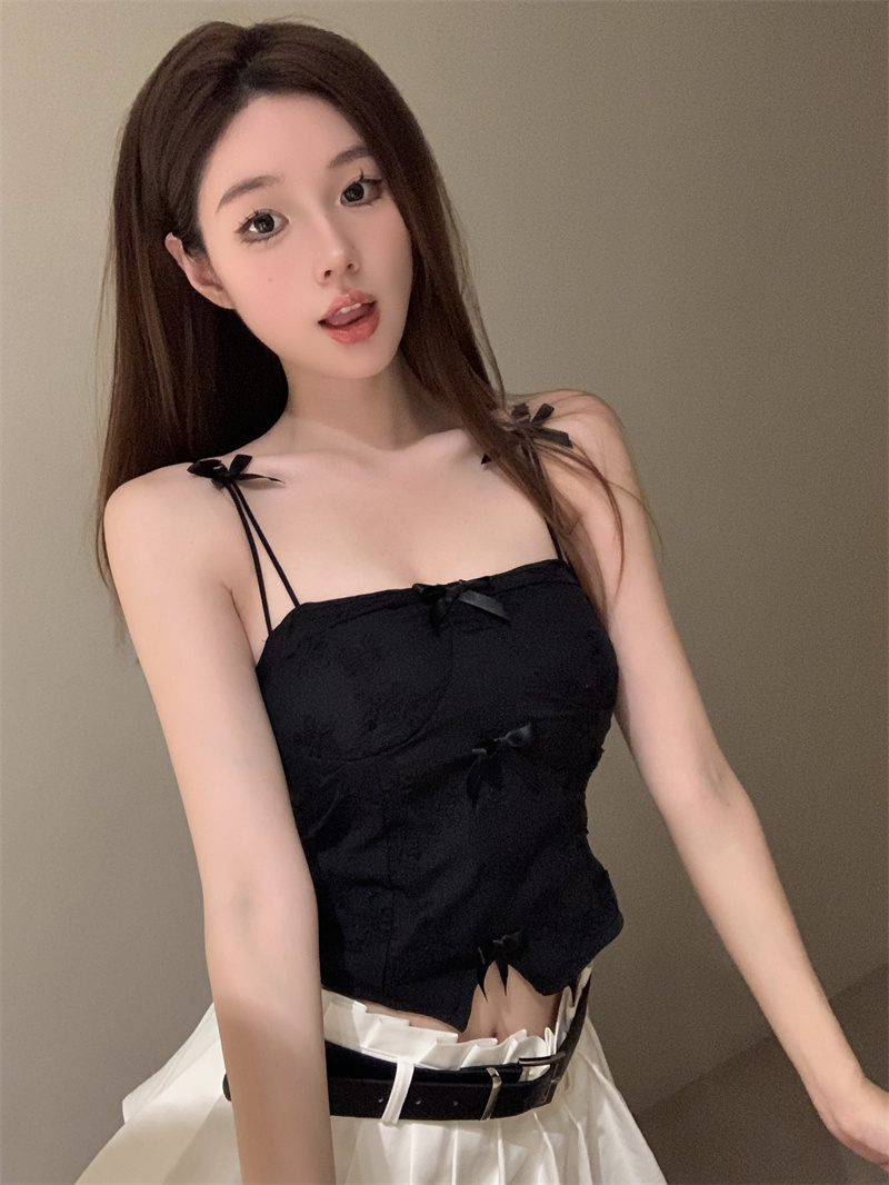 實拍價 新款甜美蝴蝶結吊帶背心辣妹外穿無袖打底上衣