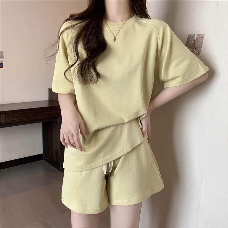 首發實拍風套裝女夏季薄款寬鬆顯瘦休閒百搭短袖短褲兩件套潮
