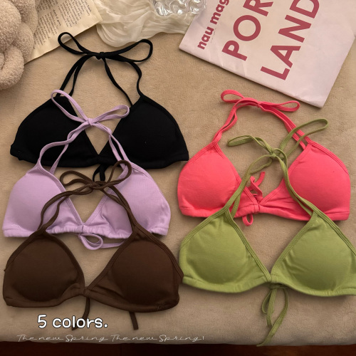 Real shots of sexy strappy camisole for women in spring and summer, slim-fitting and beautiful back tube top, outer wear for women with wrapped breasts