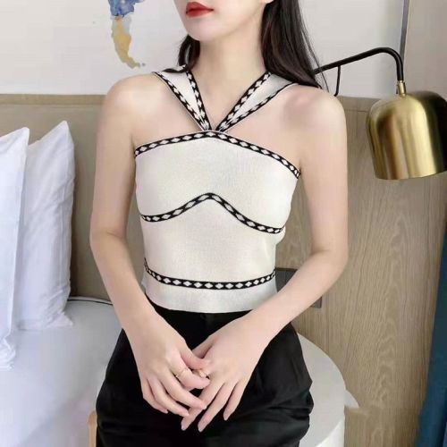 韩版针织吊带背心女夏外穿小清新甜美内搭修身显瘦短款上衣设计感