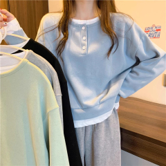 Summer, Autumn, Winter New Mini Pseudo-Single-Sleeve Sweatshirt for Women, Versatile Korean Version, Thin Design, Unique Style